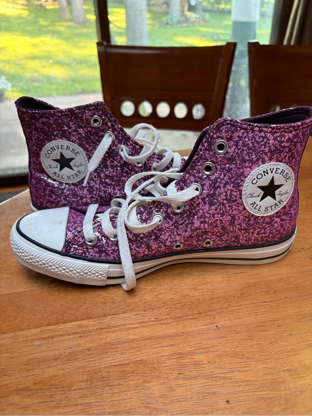 Women's Converse All Star High Top Sneakers Pink and Glitter